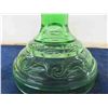 Image 6 : 2 Oil Lamps ; Clear + Green Depression Glass + Extra Chimney