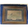 Image 8 : 4 Antique Prints in Matching Wooden Framed - Largest Glass Cracked Pictures- 17" x 22"