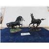 Image 1 : 2 Franklin Mint Black Beauty Porcelain Statues by Pamela Du Boulay; 9" x 12" + 7.5" x 9"