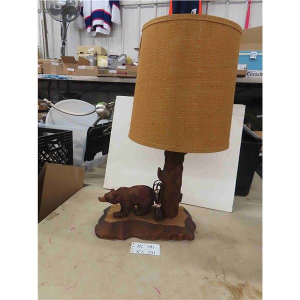 Kadian Crafts hand Carved Bear Table Lamp - works 12" x 16" x 28"
