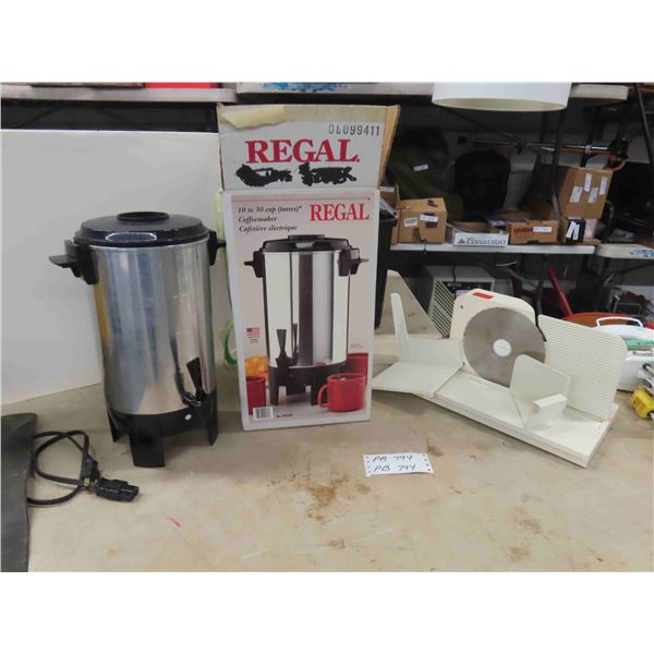 Coffee Percolator 10-30 Cup & Meat Slicer