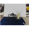 Image 3 : Decorative 18" tall 2pc Glass & Metal Candle Holder