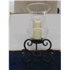 Image 4 : Decorative 18" tall 2pc Glass & Metal Candle Holder