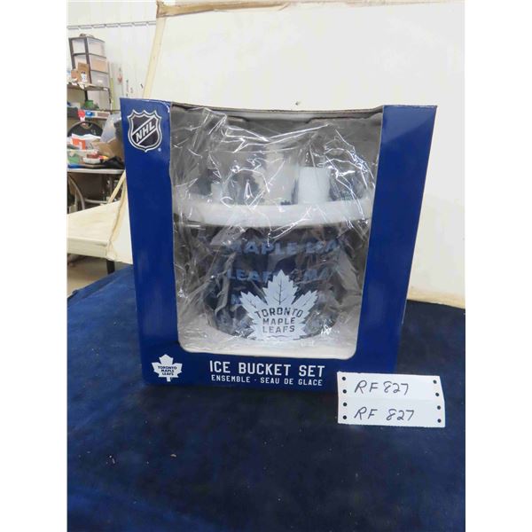 Toronto Maple Leafs Metal Ice Bucket Set with Metal Bucket, (4) 16 oz Pub Glasses,