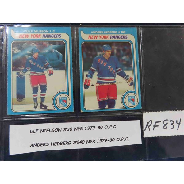 O-Pee-Chee Cards ; Ulf Nielson #30 Nyr 1979/80 + Anders Hedberg #240 Nyr 1979/80
