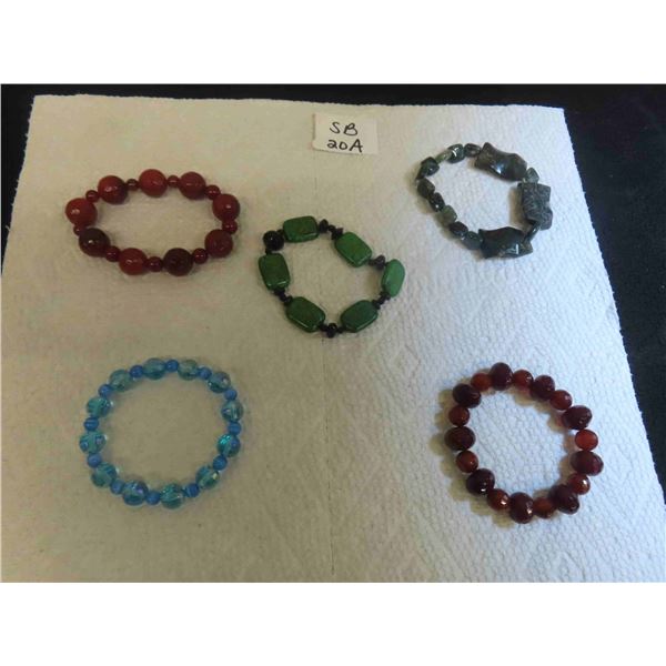 5 Stretch Style Bracelets with Various Stones