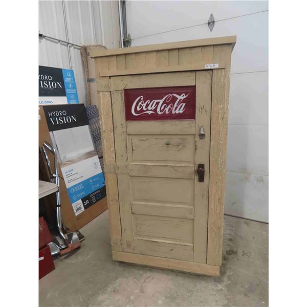 Coca-Cola Pop Bottle Cabinet with 2 Modern Coke Signs & Bottle Cap Opener 