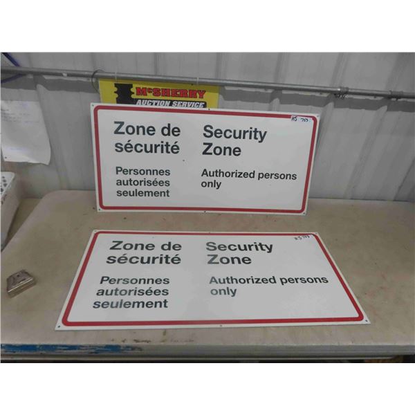 2 Security Zone Metal Sign -Government 17  x 36 