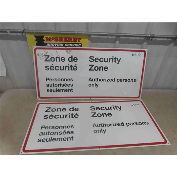 2 Security Zone Metal Sign -Government 17" x 36"
