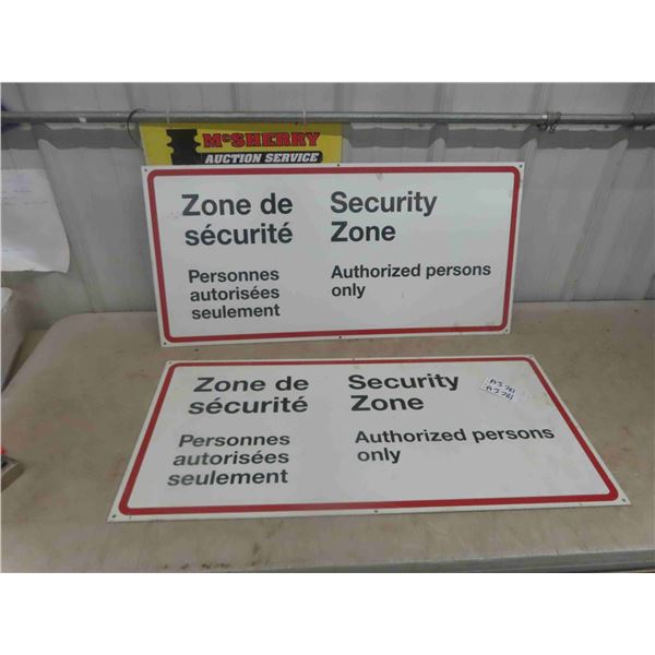 2 Security Zone Metal Sign -Government 17" x 36"
