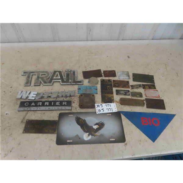 Auto Chrome Emblems, Matching Tags - Brass + Metal 