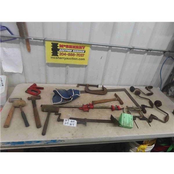 Rubber Mallet, Clamp, Stapler, Square, Brace Drill, Drill Bits