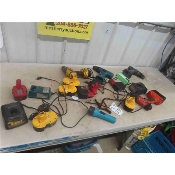 Cordless Tools - Untested ; Chargers, DeWalt, Makita, Bosch, plus others