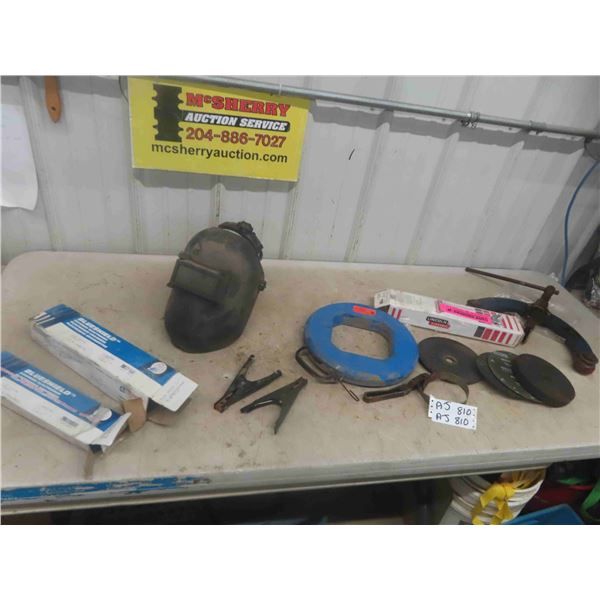 Welding Helmet, Welding  Rods, Fish Tape, Little Giant Slack Puller, Plus more