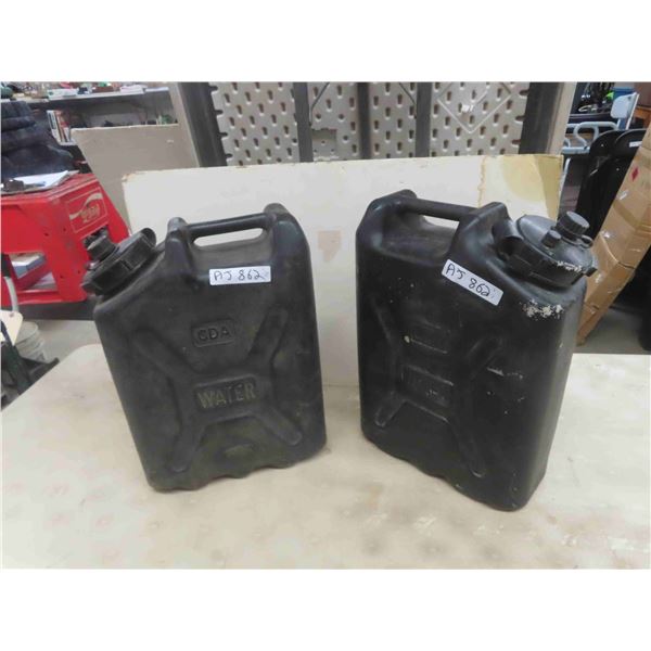 2 Water Jugs - Poly , approx. 4-5 gal