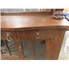 Image 4 : 1/4 Cut Oak Gorgeous! Buffet with Tall Mirrored Hutch + Griffin Pillars 24" x 60" x 71" - 