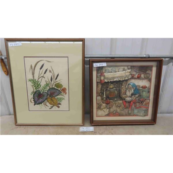 Neat 3D Style Shadow Box Picture 20" x 20" & Petti Point Framed Picture 21" x 26"