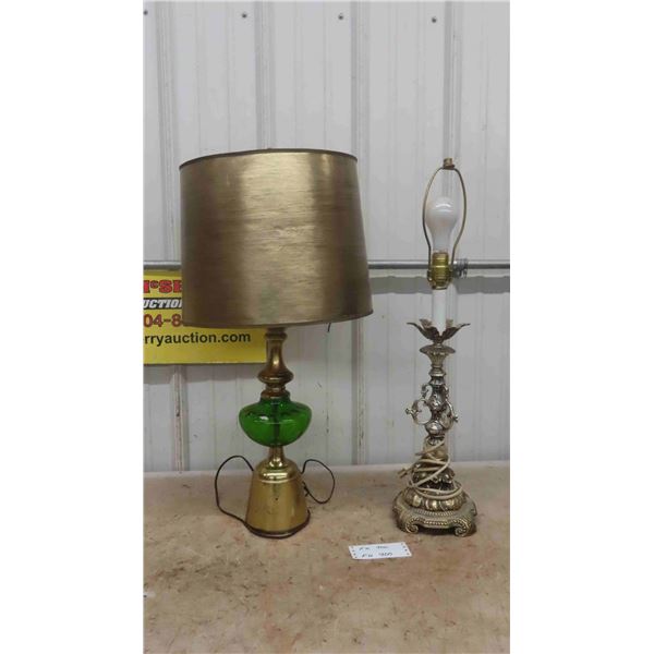 2 Unique Table Lamps - 1 Missing Shade - Great for a Gift! Or Cabin