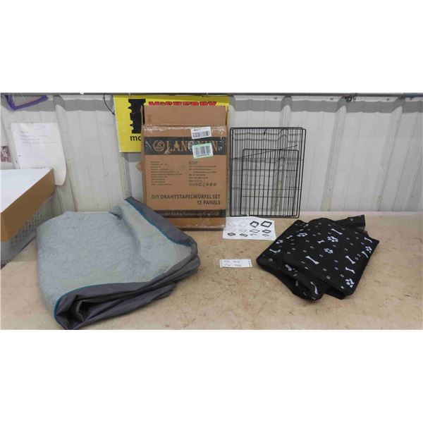 Small Pet Fence (12 Pcs) , Pet Carrier, Cover for Dog Bed - approx. 32" x 43" 