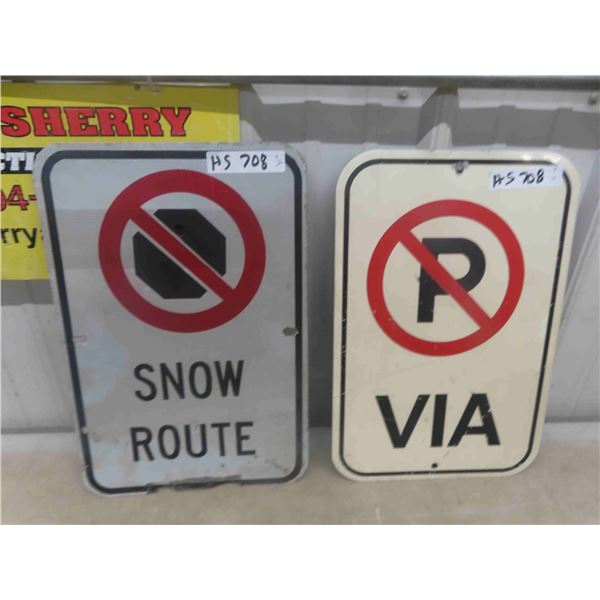 2 No Parking Signs - Metal 12" x 18"