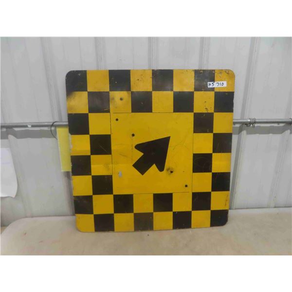 Caution Turn 30  x 30  Metal Sign - sems Vintage