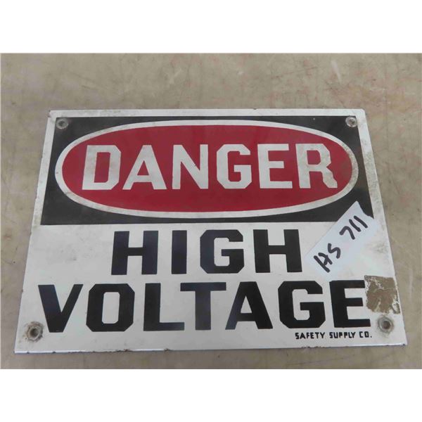 Danger High Voltage Porcelain Sign 7" x 10" 