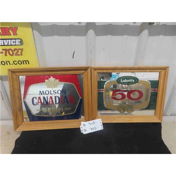 2 Beer Mirrored Carnival Prizes 12" x 14"