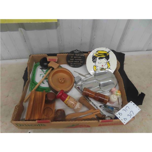 Nut / Crackers Dishes, Salt + Pepper Shakers, Trivet, Bottle Opener, Rest with 