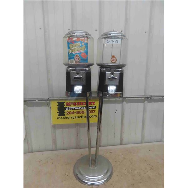 Double Gum Ball Machine, Floor Model with Key - Beaver 40" Tall