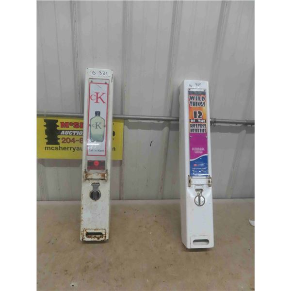 2 Coin Operated Dispensers ; Perfume & Hottest Novelties 3.5" x 5" x 30"