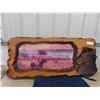 Image 1 : 24" x 54" Wood Carved Western Scene Picture