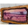 Image 3 : 24" x 54" Wood Carved Western Scene Picture