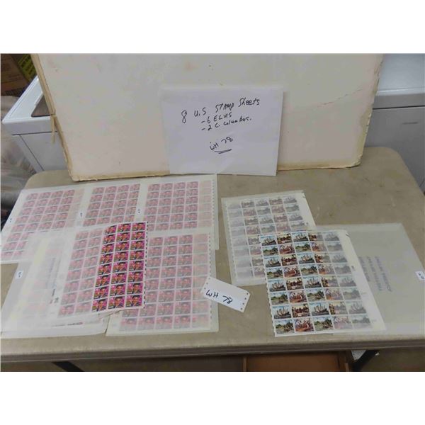 8 New Sheets of US Stamps - 6 Elvis + 2 Columbus - 40 Stamps per Sheet