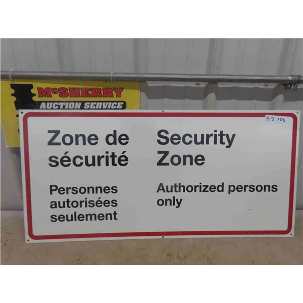 Security Zone Government Metal Sign 17.5" x 36"