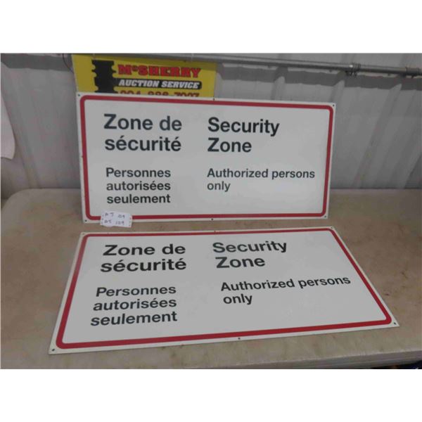 2 Security Zone Government Metal Sign 17" x 36"