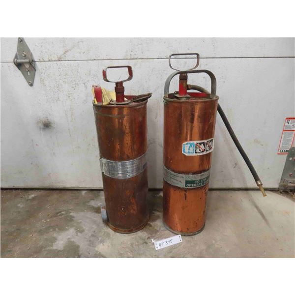 2 Copper Pump Tank Extinguishers 2.5 Gal