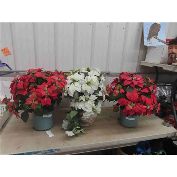 3 Poinsettia Christmas Flowers