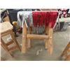Image 4 : Rustic Cabin Wood Table + 3 Stools 29" x 30" x 30"