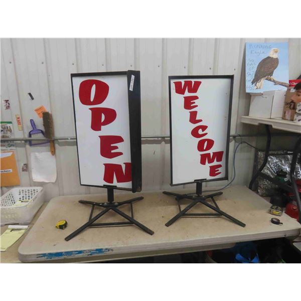 Open & Welcome Wind Twirl 2 Sided Sidewalk Signs