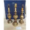 Image 1 : 3 Brass Table Lamps 18" tall - No Shades
