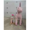 Image 7 : Giant Pink Unicorn 39" x 46" & 1 Rocking Unicorn 12" x 24" x 28"