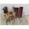 Image 1 : Outdoor Décor Plastic Planters, Bird House, Wrought Iron Chair, 2 Garden Musicians