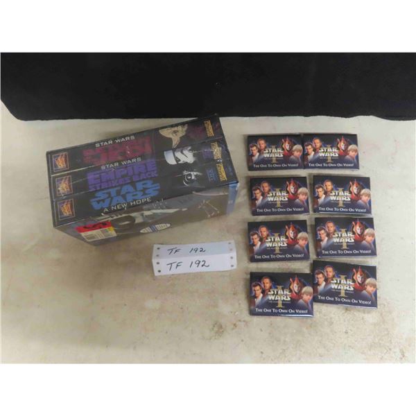Sealed Star Wars Trilogy on VHS, 3 Promo Buttons from Phantom Menace