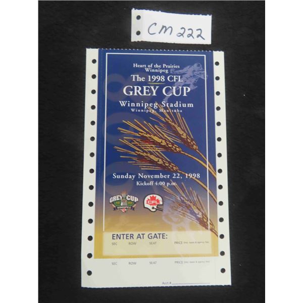 Unprinted 1998 Grey Cup Ticket