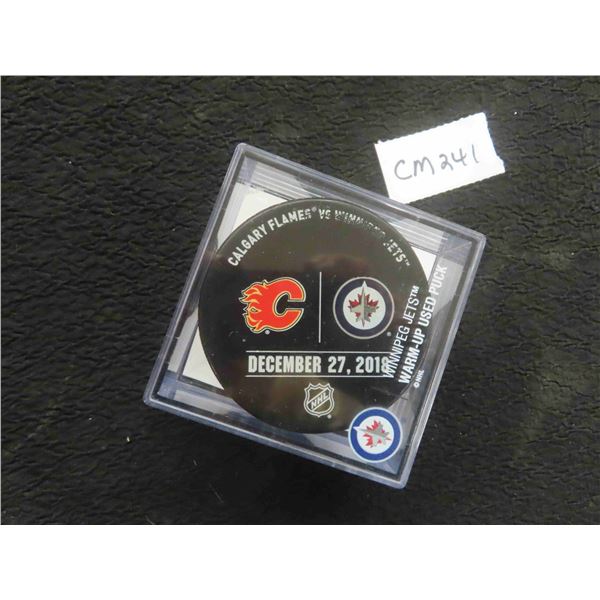 Winnipeg Jets vs Calgary Flames Official Warm Up Puck