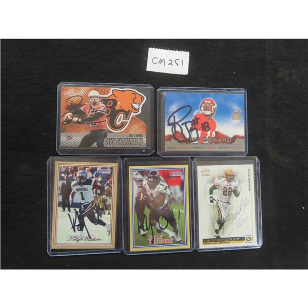 5 Assorted Autographed CFL Cards