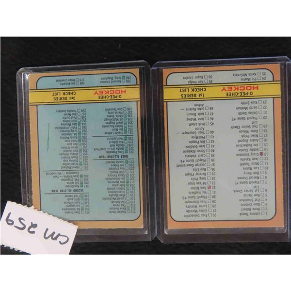 (2) 1972/73 O-Pee-Chee Hockey Card Check Lists