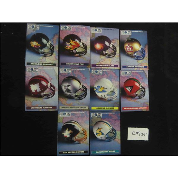 WLAF World League Football 10 Team Helmet Card Set