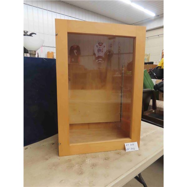 Display Cabinet Wood with Glass Doors 13" x 21" x 30.5"