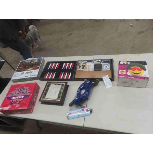 Backgammon Game, Chess, 1000 pc Puzzle, Adult Loaded Questions Game, Chia Pet,